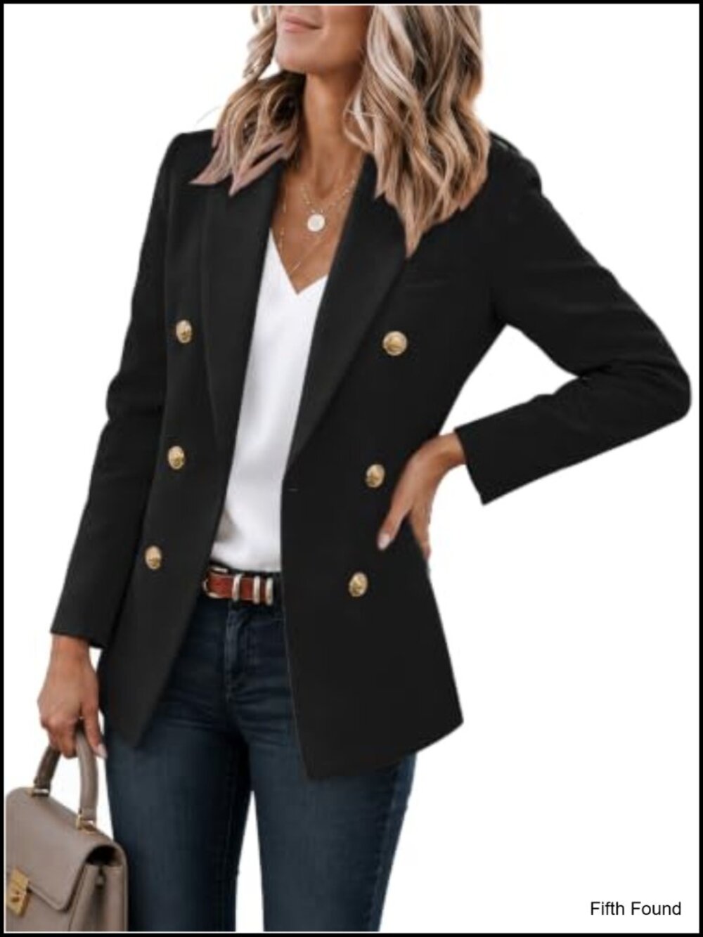Women's Double Breasted Blazer Open Front Full Lined Work Office Jacket with